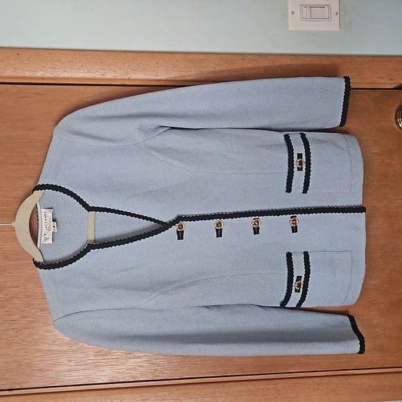 St John Collection Light Blue Blazer Jacket sz 6 - Picture 1 of 7